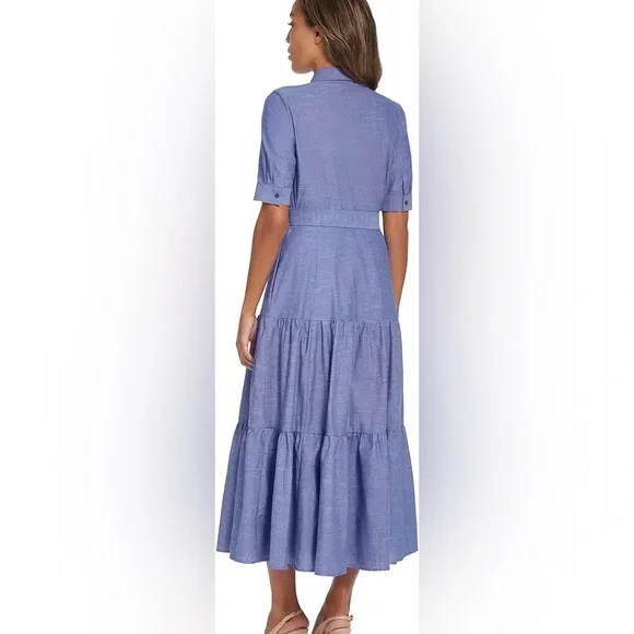 💕💕 Calvin Klein Cotton Chambray Shirt Dress with Tie, Belt , sizes 8, 10, 12 - Picture 2 of 6